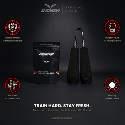 Andnewfight Boxing Glove Deodorizer & Odor Absorber Scented Bamboo Charcoal Pouches with Hanging Strap for Gloves, Shoes