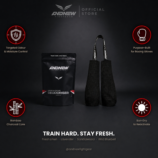 Andnewfight Boxing Glove Deodorizer & Odor Absorber Scented Bamboo Charcoal Pouches with Hanging Strap for Gloves, Shoes