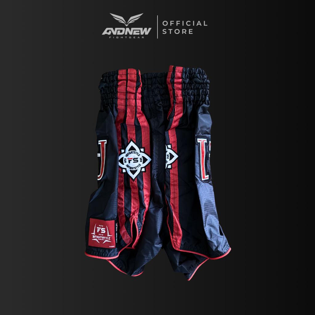 InFightStyle Nylon Collection Lotus Retro Shorts Black Red
