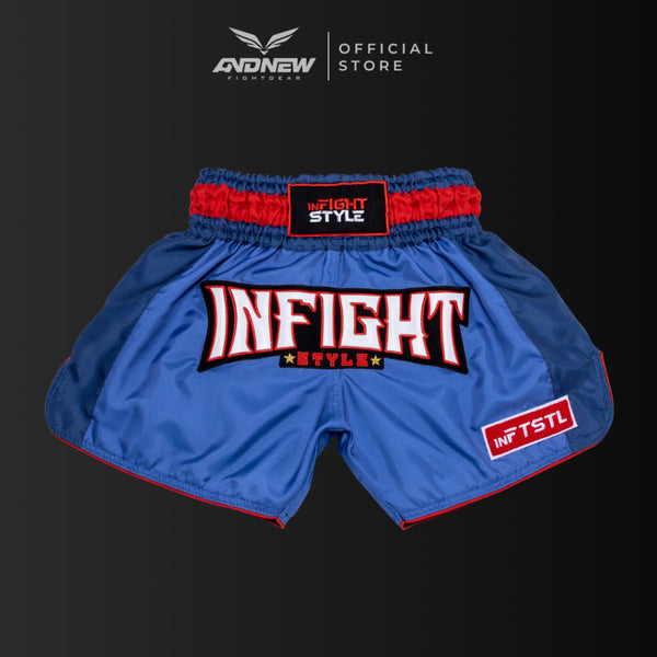 InFightStyle Big Ticket Retro Blue Red Muay Thai Shorts