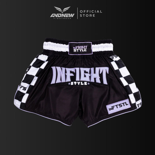 InFightStyle Finish Line Black Pastel Purple Muay Thai Shorts