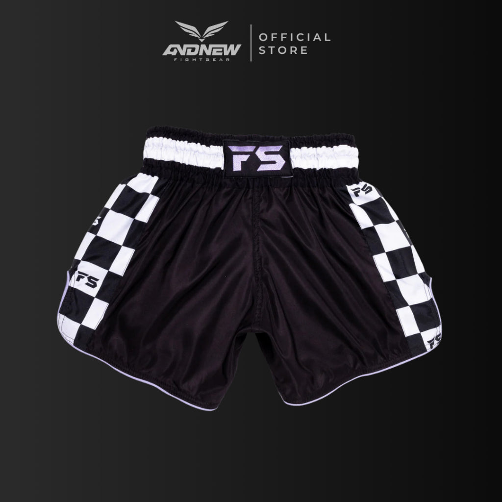 InFightStyle Finish Line Black Pastel Purple Muay Thai Shorts