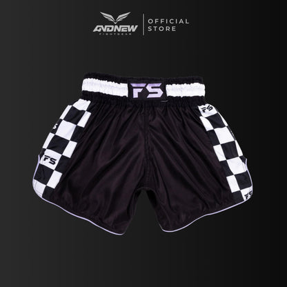 InFightStyle Finish Line Black Pastel Purple Muay Thai Shorts