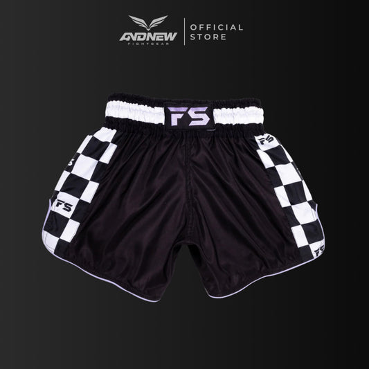 InFightStyle Finish Line Black Pastel Purple Muay Thai Shorts