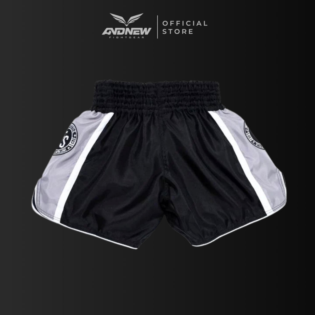 Infightstyle FS Premium Ivy Retro Black Gray Muay Thai Shorts