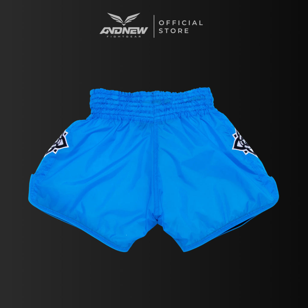 InFightStyle Mono Nylon Lotus Retro Neon Blue Muay Thai Shorts